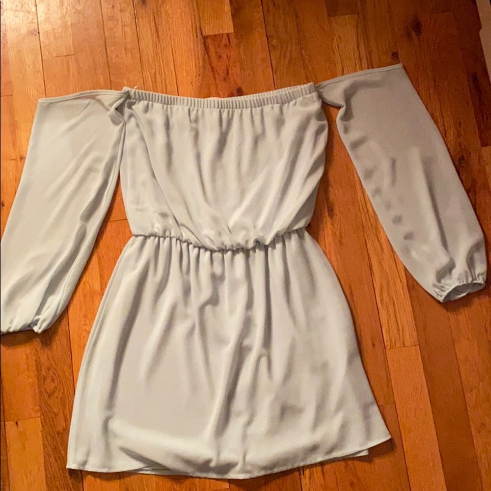 Off the shoulder aqua dress